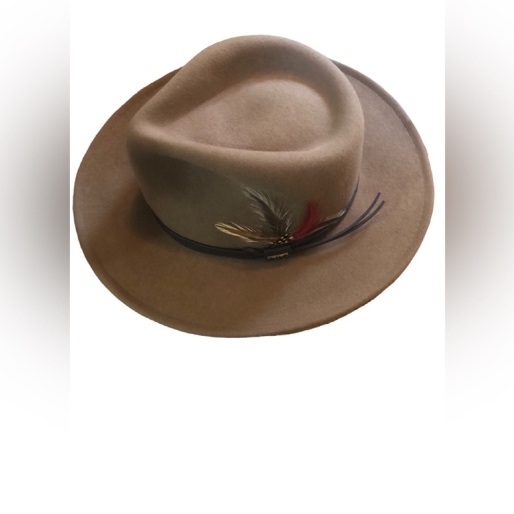 Scala 100% Wool Men’s Cowboy Durango Hat Brown Band W/Feather Sz. M Western